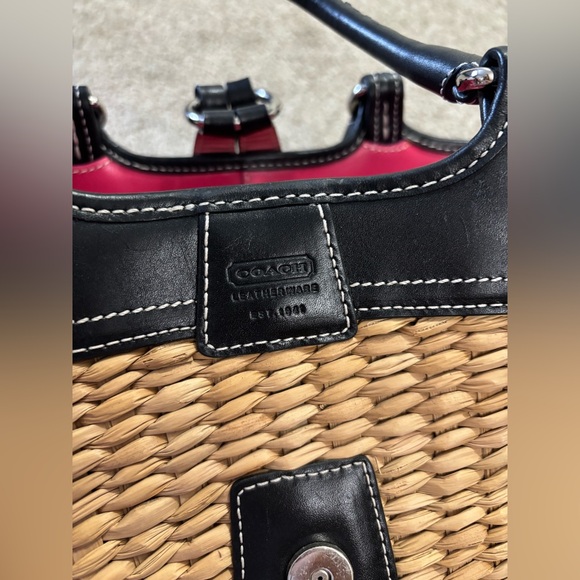 Vintage Coach Black and Tan Woven Tote Bag - Picture 6 of 14